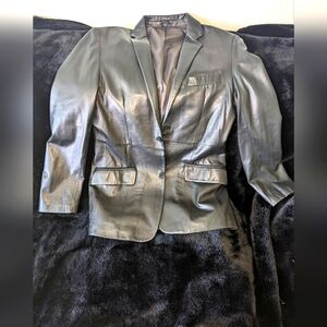 Genuine Leather Blazer by International Concepts.  Small.  Black